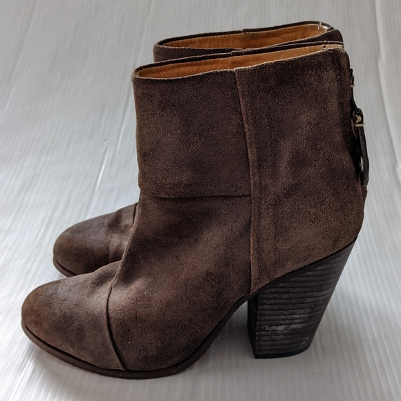 RAG and BONE Newbury brown leather heeled ankle boots women's size 7 - Picture 8 of 12